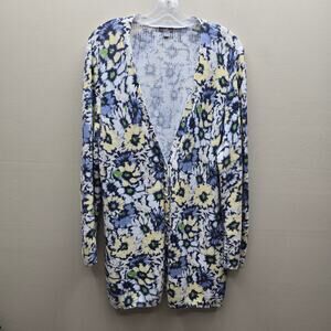 J. Jill Women's Floral Button Front Cardigan Sweater Knit Multicolor Size Large